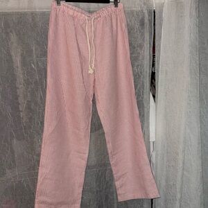 Pink striped linen pants